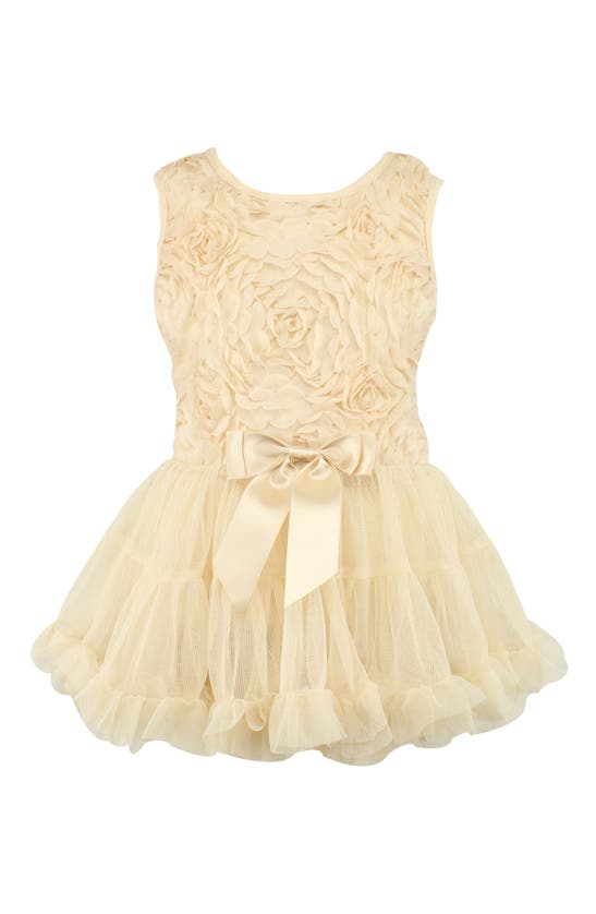Shop Popatu Kids' 3d Rosette Dress In Ivory