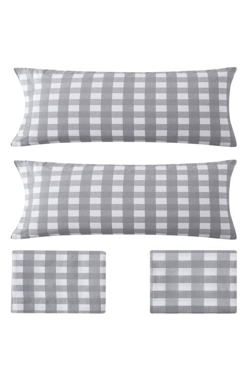 Eddie Bauer Lakehouse Plaid 200 Thread Count 100% Cotton Percale Sheet Set In Medium Grey