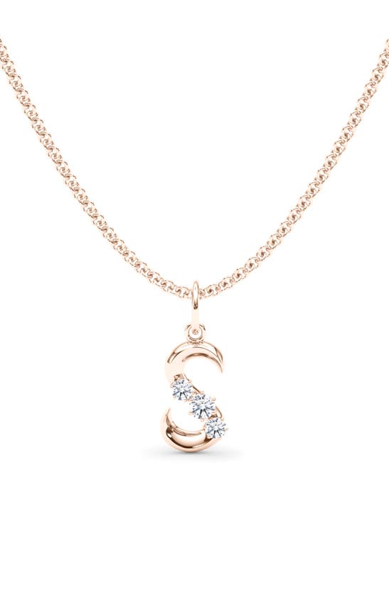 Hautecarat Graduated Lab-created Diamond Initial Letter Pendant Necklace In S - 18k Rose Gold