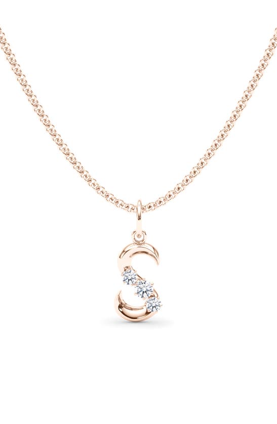Hautecarat Graduated Lab-created Diamond Initial Letter Pendant Necklace In S - 18k Rose Gold