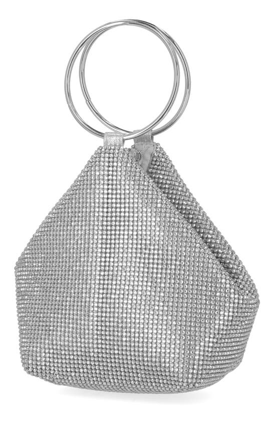 Jessica Mcclintock Jayda Crystal Mesh Evening Bag In Silver