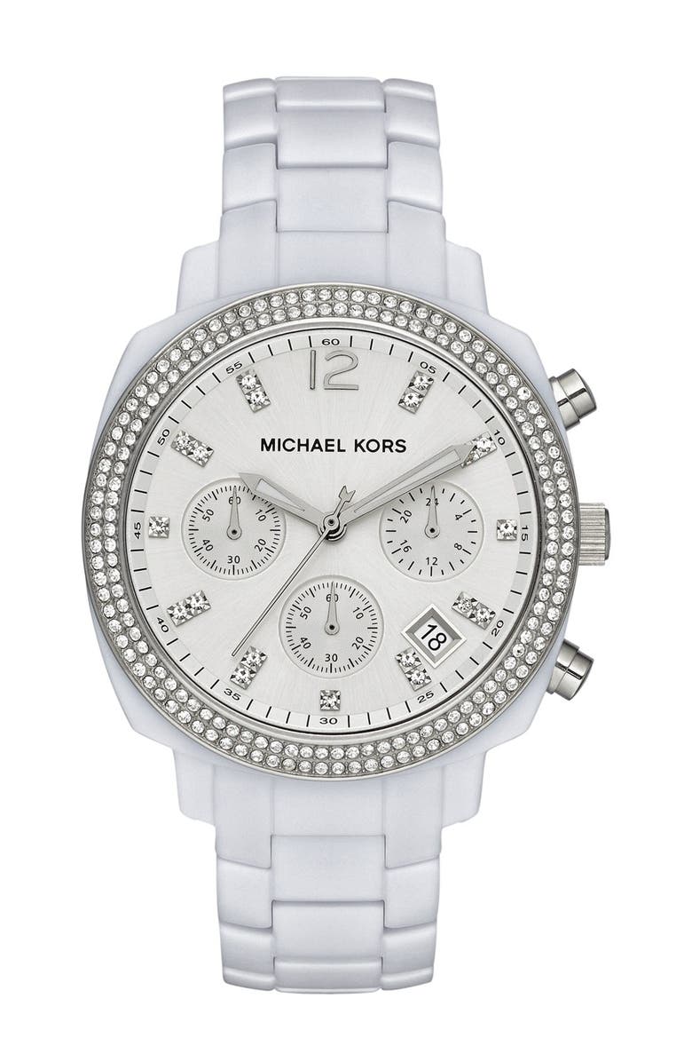 MICHAEL MICHAEL KORS Michael Kors 'Wolcott' Chronograph Bracelet Watch, 41mm, Main, color, White