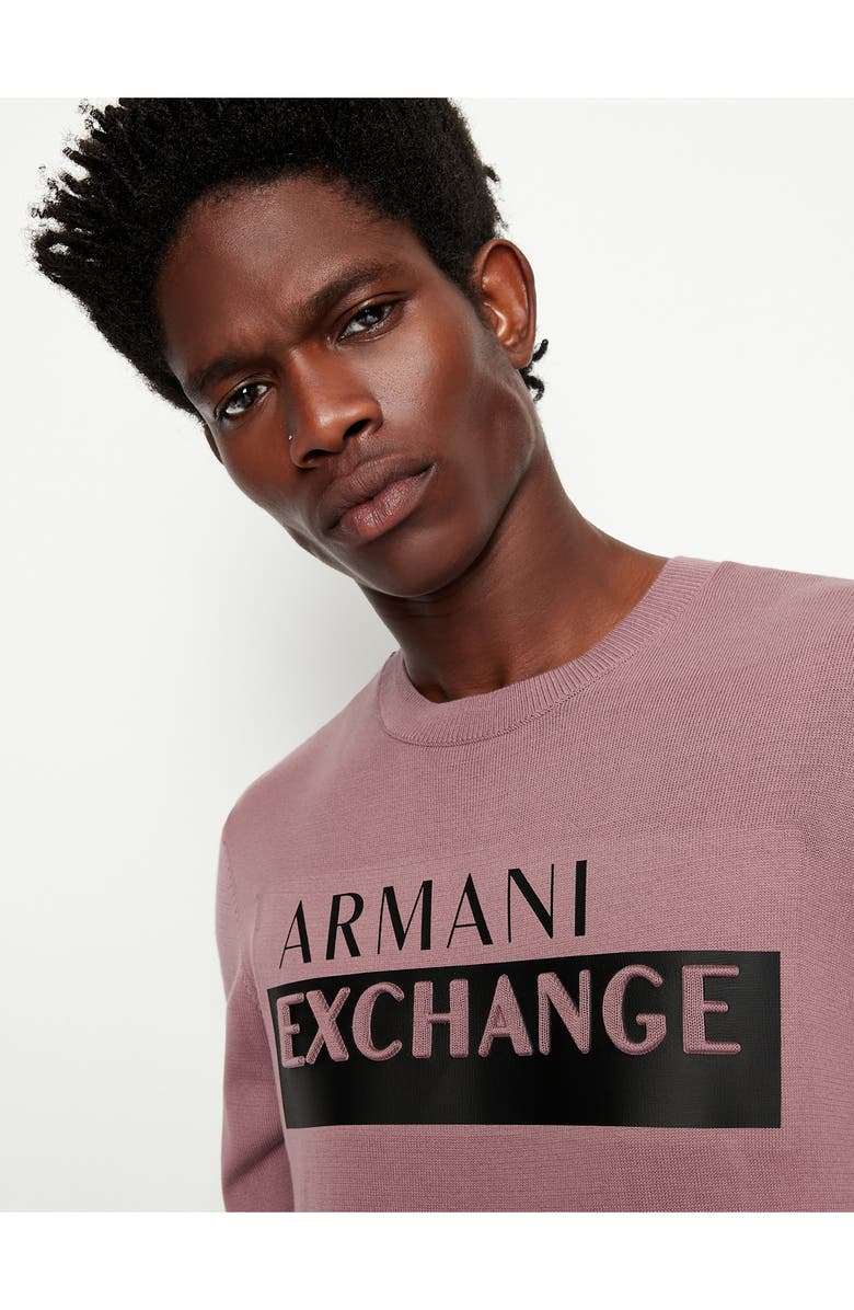 Armani Exchange Embossed Logo Cotton Crewneck Sweater | Nordstrom