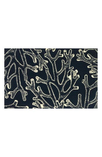 R16 Home Coral Outline Doormat In Indigo White