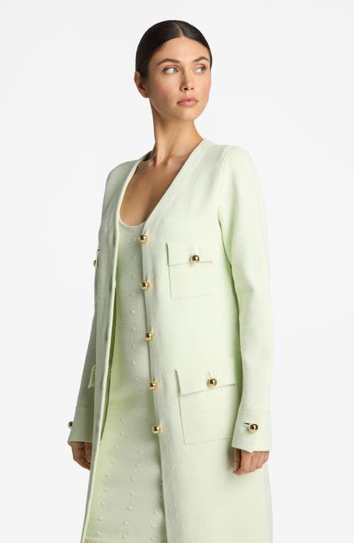 St John St. John Collection Two-tone Stretch Piqué Knit Jacket In Pale Lime/optic White