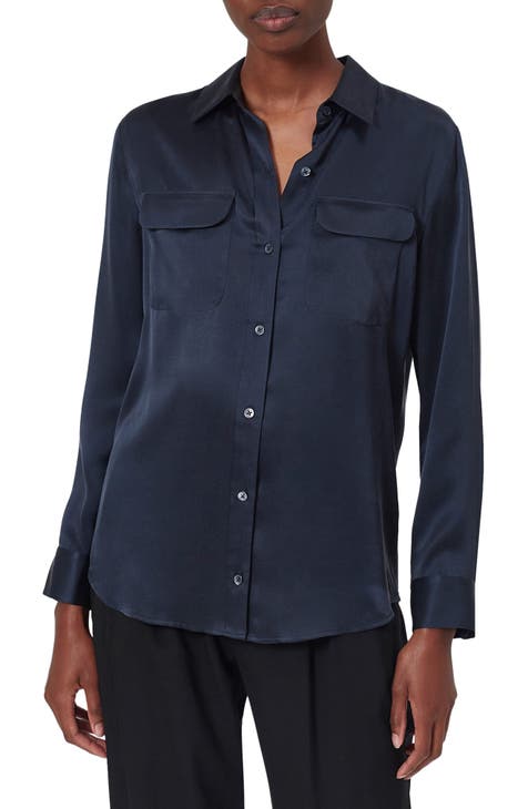 Clearance Breezy Silk Shirt With Pockets M