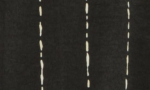 Nordstrom Rack Satin Long Sleeve Button-up Shirt In Black- Beige Dashed Stripe