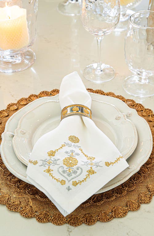 Juliska Heidi Embroidered Napkin, Set Of 4 In Gold/silver
