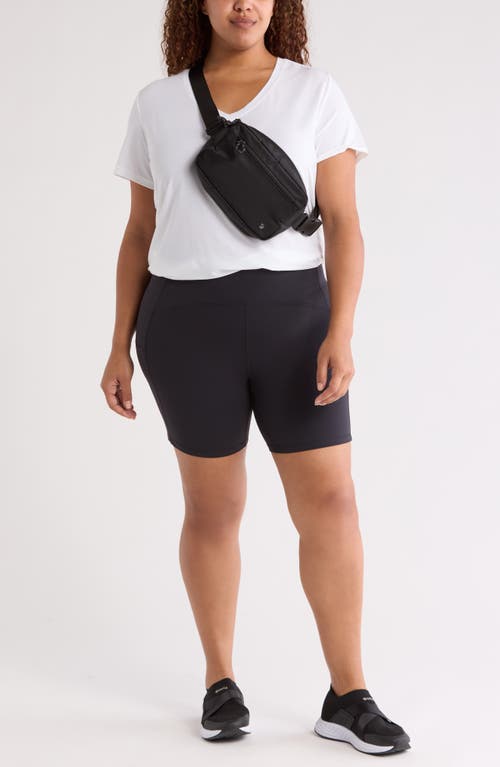 Shop Zella Studio Luxe Pocket Bike Shorts In Black