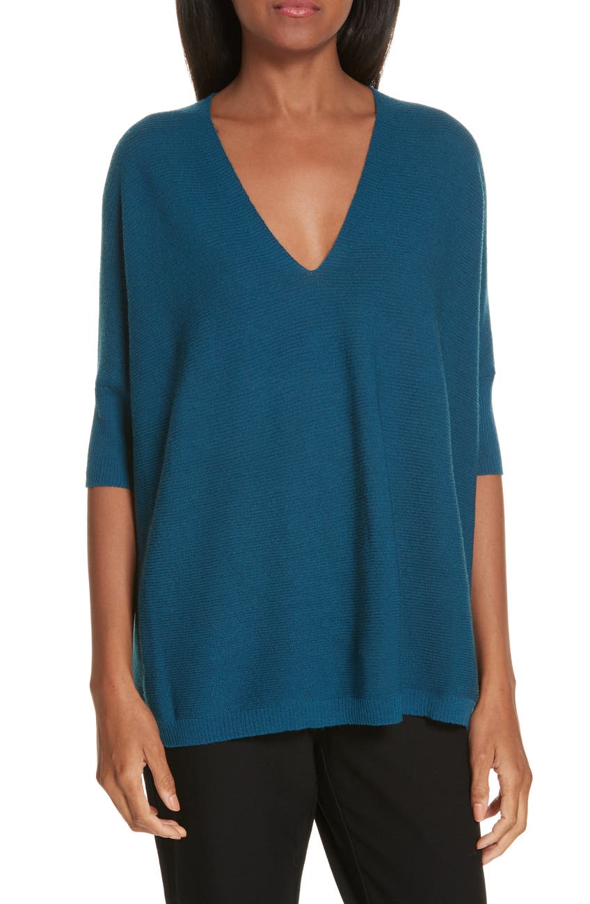 Eileen Fisher Merino Wool Three Quarter Sleeve Sweater Nordstrom Rack