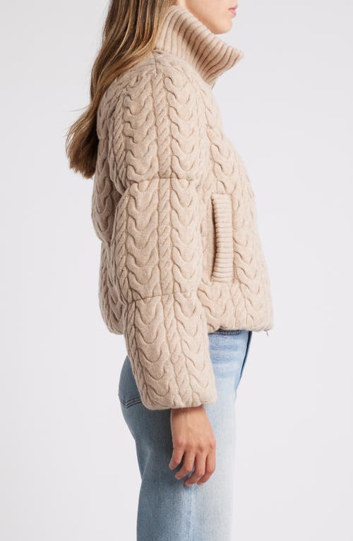 Shop Varley Reggie Cable Knit Puffer Jacket In Light Taupe