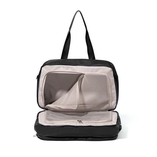 Baggallini Getaway Split Case Duffel Weekender Bag In Black Twill