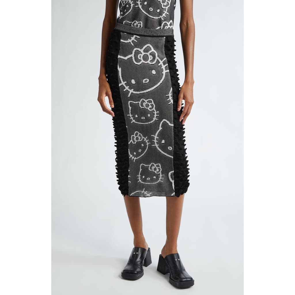Chet Lo X Sanrio Hello Kitty® Spike Knit Midi Sweater Skirt In Black/white