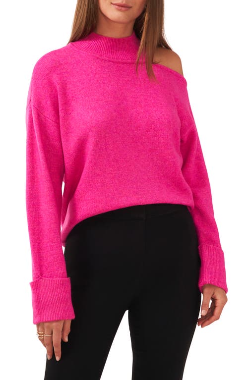 Chaus Mock Neck Shoulder Cutout Sweater in Paradox