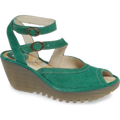 Fly London Yaxi Wedge Sandal - Blue/green