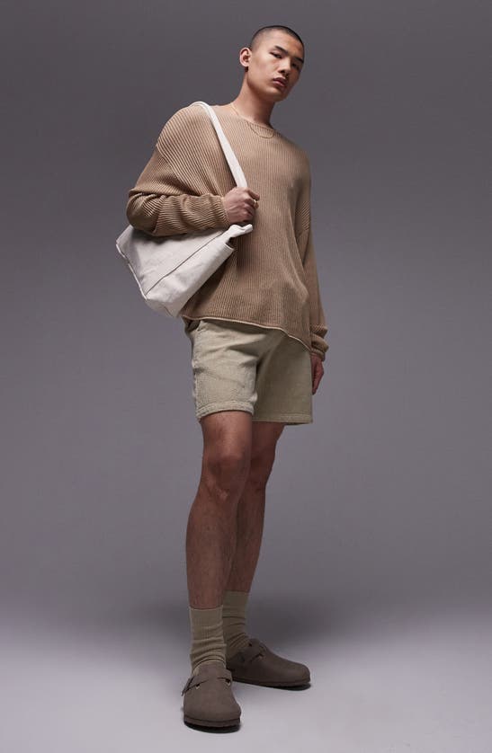Shop Topman Textured Cotton Drawstring Shorts In Stone