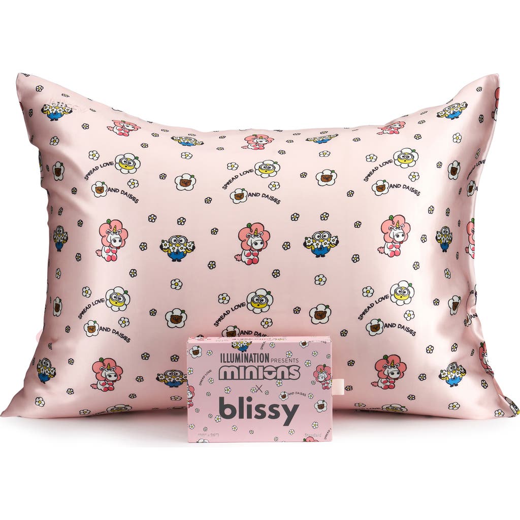 Blissy Kids' Mulberry Silk Pillowcase In Minions - Pink Bello Daisy