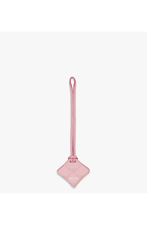 Mcm Ottomar Airtag Luggage Charm In Silver Pink