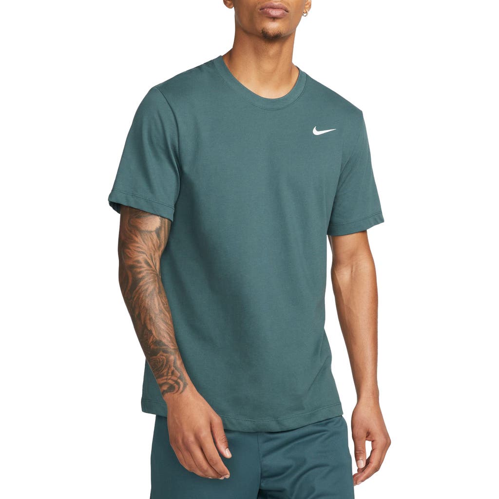 Shop Nike Dri-fit Training T-shirt In Faded Spruce/white