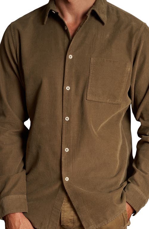 Rowan Nobel Fine Wale Corduroy Button-up Shirt In Willow Green