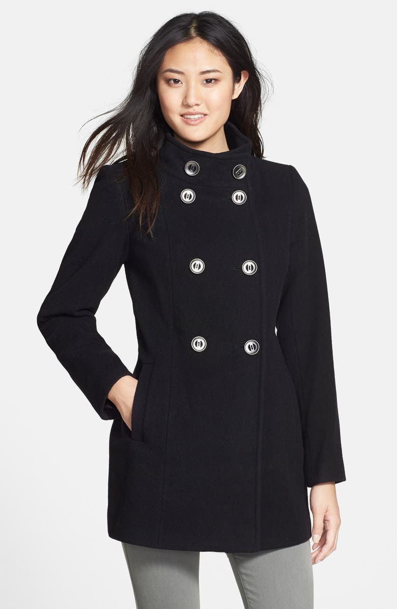 Kristen Blake Double Breasted Stand Collar Wool Blend Jacket | Nordstrom
