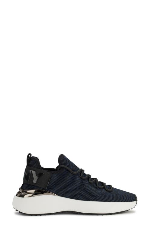 Shop Dkny Zayley Knit Sneaker In Midnight Navy