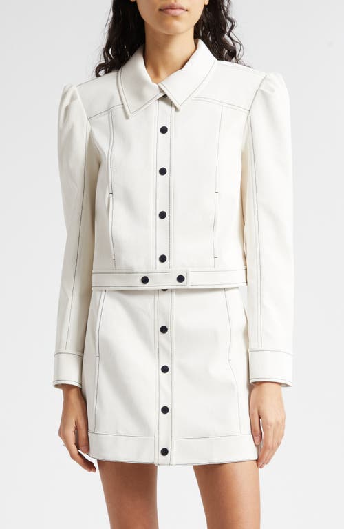 Shop Cinq À Sept Ciara Topstitch Detail Jacket In White/navy