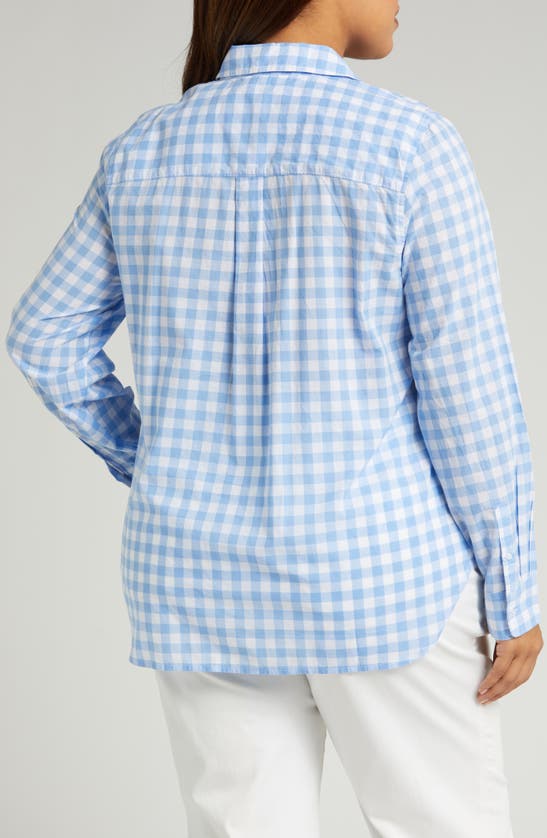 Shop Caslon Gingham Cotton Voile Button-up Shirt In Blue Cornflower Ray Gingham