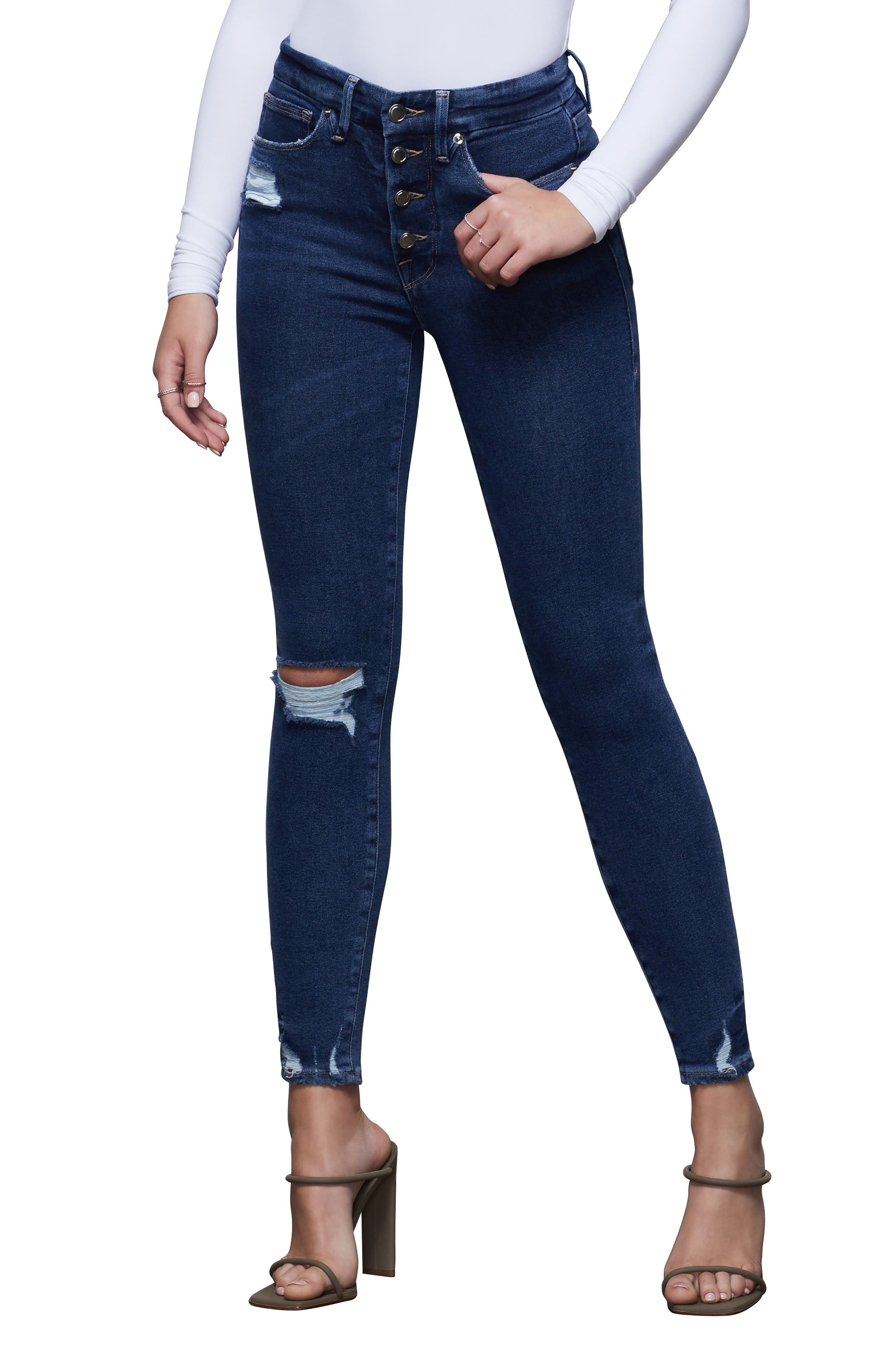 good waist ripped high waist skinny jeans