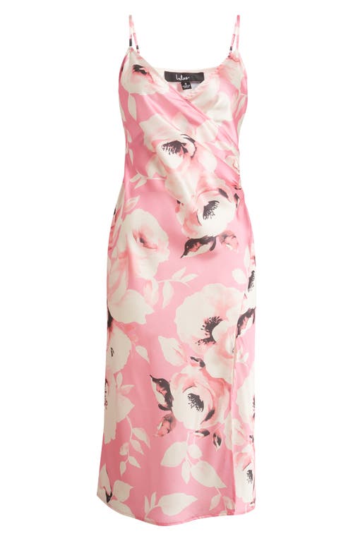 Shop Lulus Garden Sweetheart Floral Slipdress In Pink/ivory/black