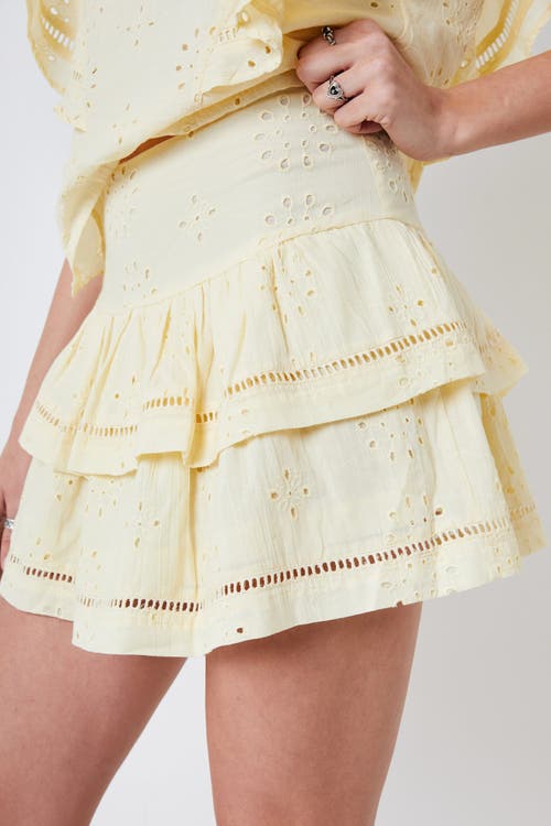 Shop Creea The Label Ruffle Embroidered Miniskirt In Lemon