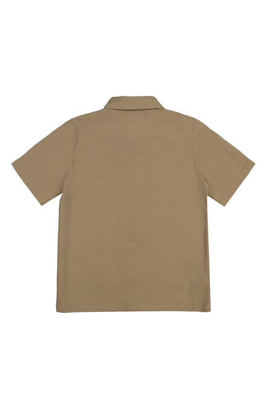 Shop The New Kids' Kristian Short Sleeve Cotton Button-up Shirt In Cornstalk