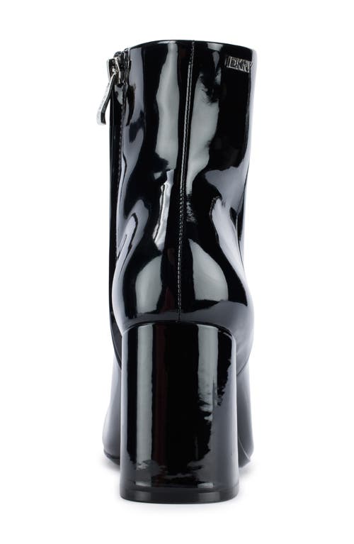 Dkny Cavale Patent Finish Block Heel Boot In Black
