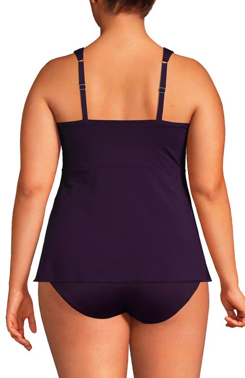 Shop Lands' End Plus Size Flutter Scoop Neck Tankini Top In Blackberry