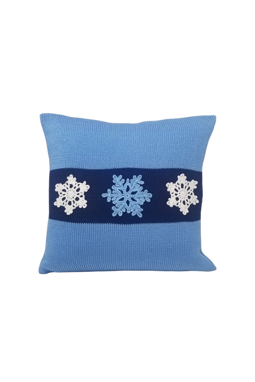 Melange Collection 12" Blue Snowflake Pillow 