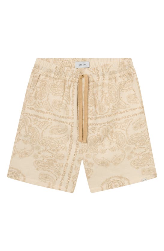 Shop Les Deux Lesley Paisley Drawstring Shorts In Light Ivory