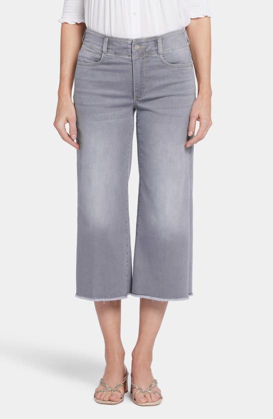 Nydj Brigitte Frayed High Waist Wide Leg Capri Jeans In Blue