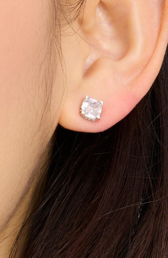 Shop Kate Spade Little Luxuries Stud Earrings In Clear/ Silver.