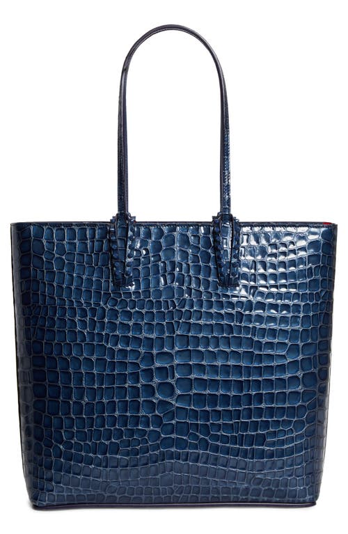 Shop Christian Louboutin Cabata Croc Embossed Leather Tote In Bl5e Denim