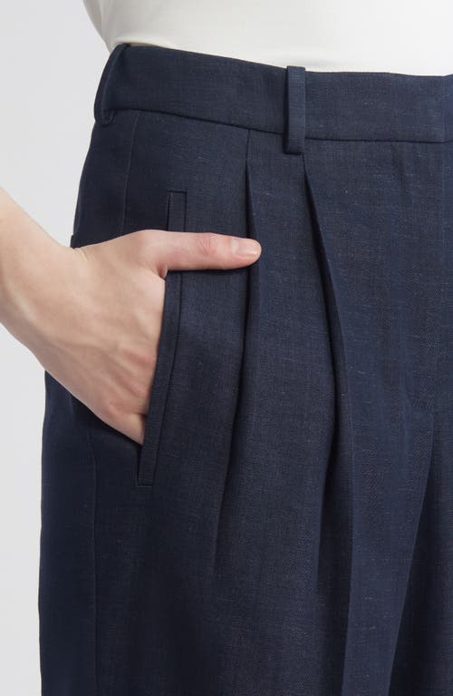 Shop Hugo Boss Boss Taleco Pleated Wide Leg Trousers In Indigo