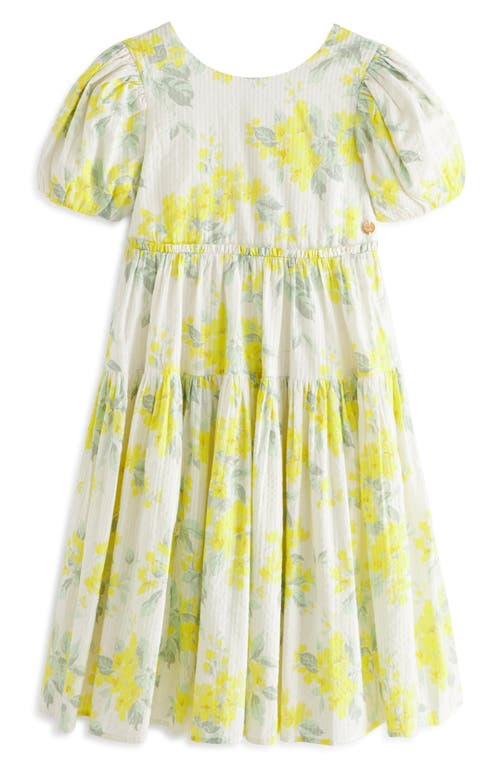 Laura Ashley Babies'  Apple Blossom Print Seersucker Dress In Yellow