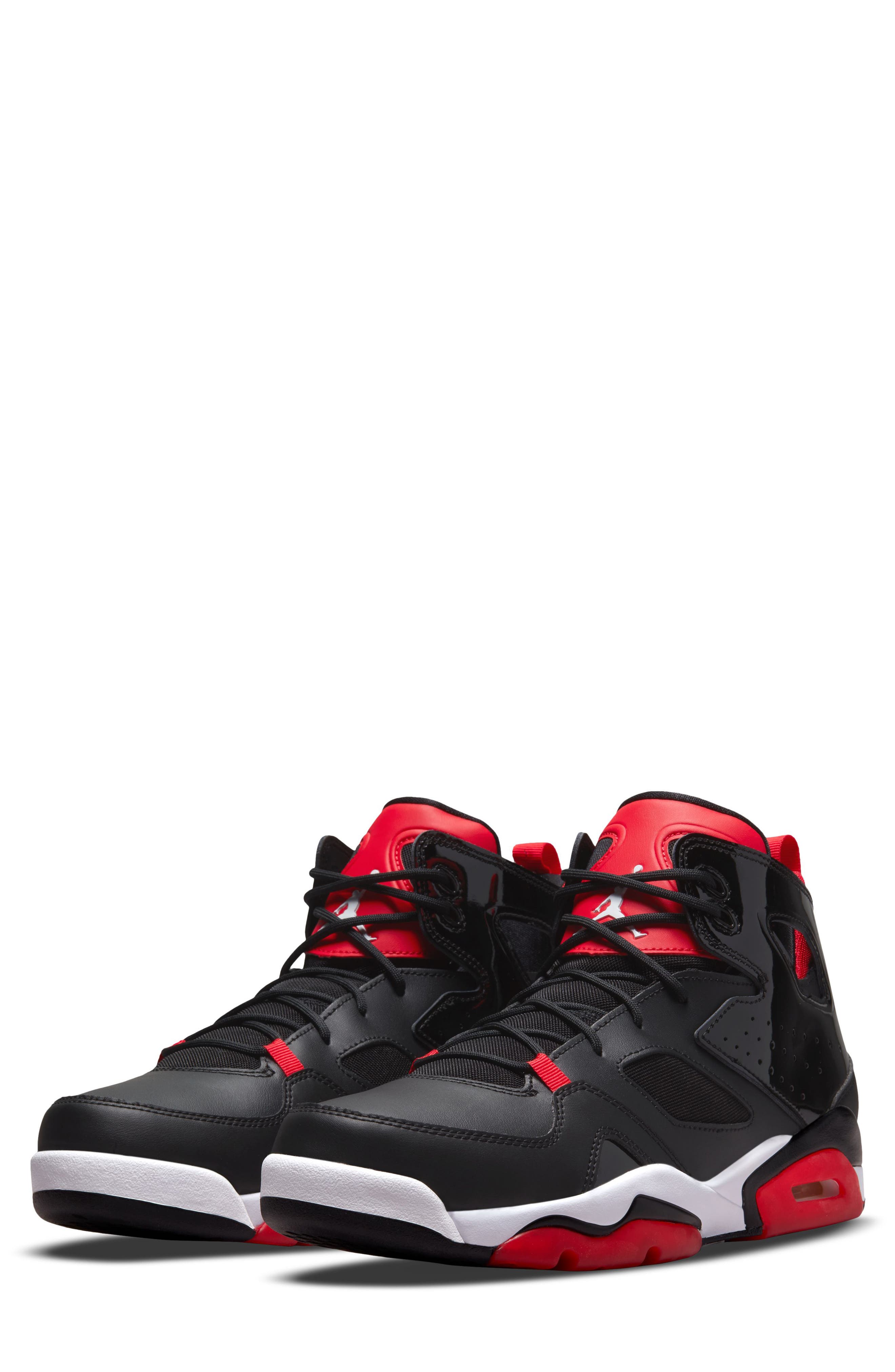 Jordan Flight Club '91 Basketball Sneaker in Black/White/University Red 