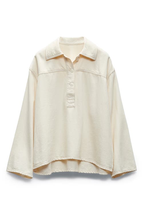 Rag & Bone Emily Lightweight Denim Popover Shirt In Ecru