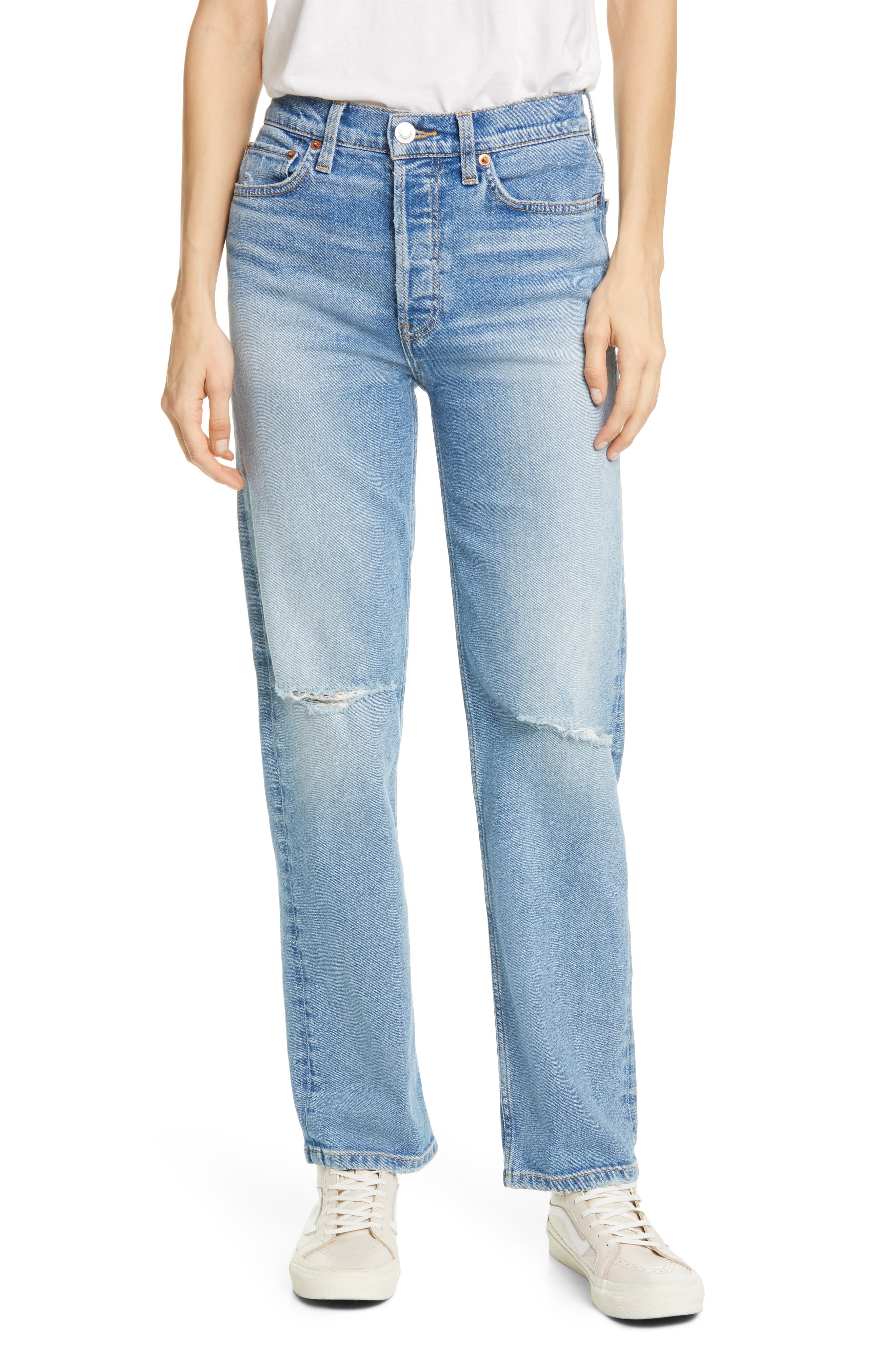 Re/Done | '70s Ripped High Waist Ankle Stovepipe Jeans | Nordstrom Rack