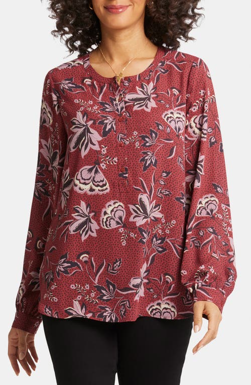 Shop Nydj Simone Popover Blouse In Rosa Blooms