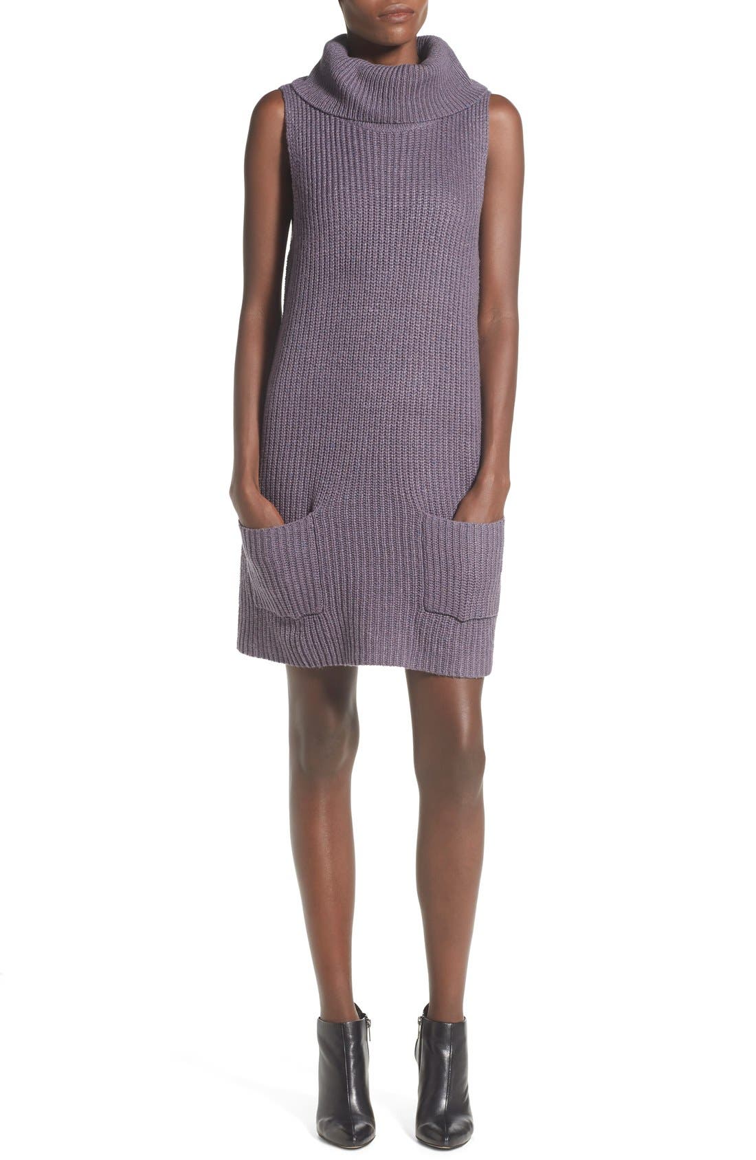 sleeveless turtleneck sweater dress