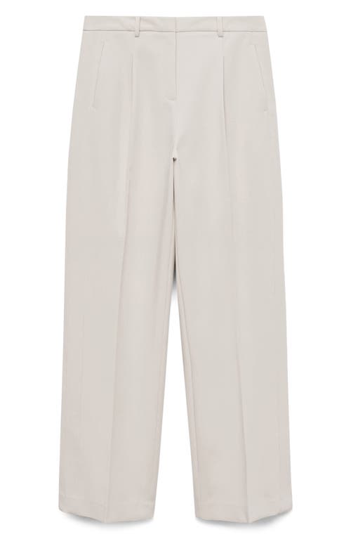 Shop Mango Pleat Front Stretch Straight Leg Pants In Beige