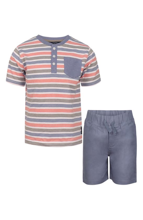 Shop Ben Sherman Kids' Stripe Henley & Shorts Set In Blue