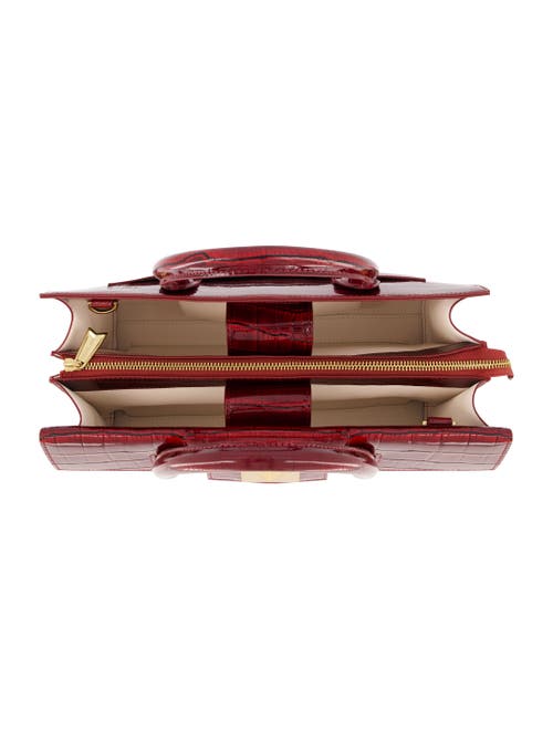 Mac Duggal Gold Plated Hardware Crocodile Embossed Leather Tote Bag In Oxblood