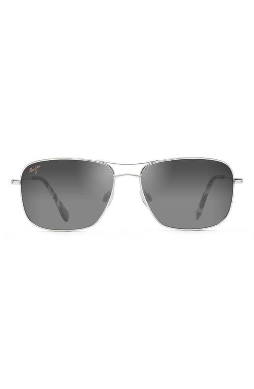 Maui Jim Wiki Wiki 59mm Polarized Aviator Sunglasses in Silver/Neutral Grey at Nordstrom
